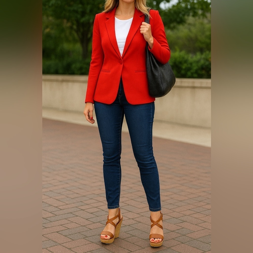 Mossimo Supply Co Red Blazer with Notched Lapels